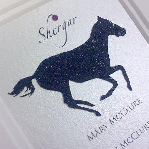 Multi Aperture table plan with bespoke glitter laser cut horse